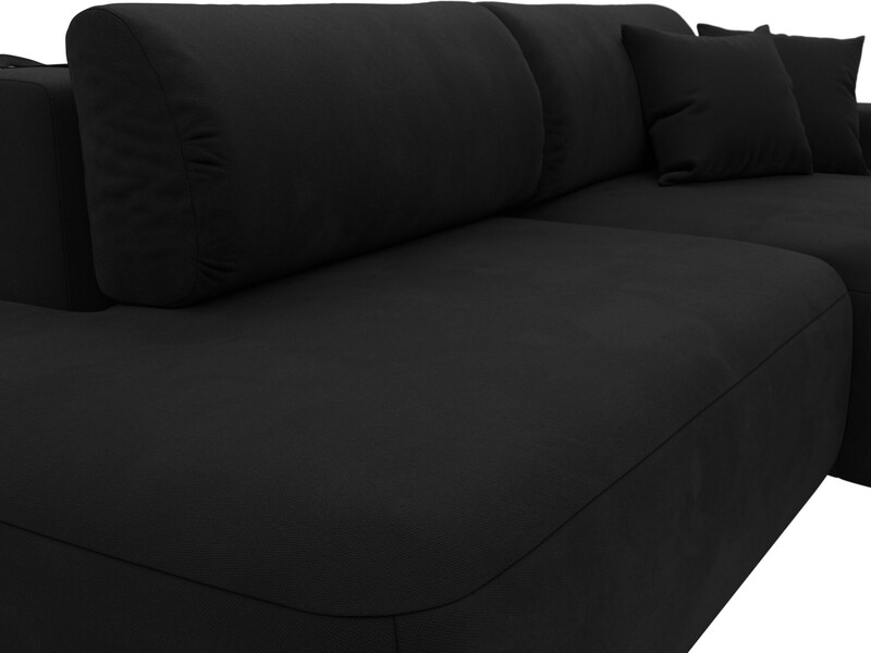 Диван угловой Лига-036 НПБ Модерн правый угол, Микровельвет, Черный