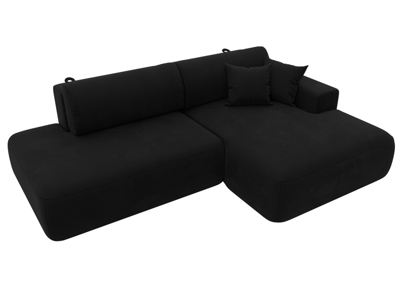 Диван угловой Лига-036 НПБ Модерн правый угол, Микровельвет, Черный