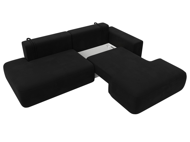Диван угловой Лига-036 НПБ Модерн правый угол, Микровельвет, Черный