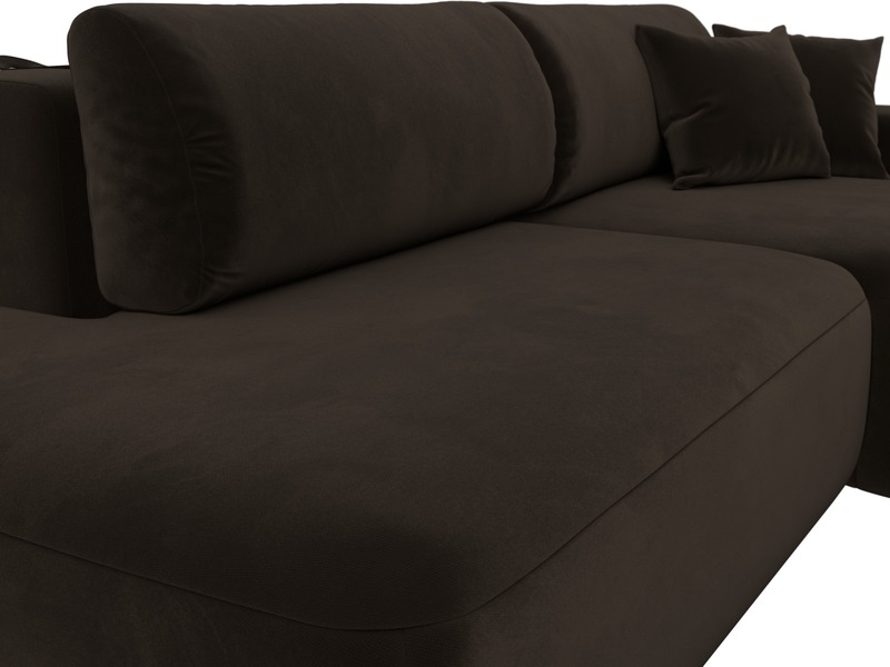 Диван угловой Лига-036 НПБ Модерн правый угол, Микровельвет, Коричневый