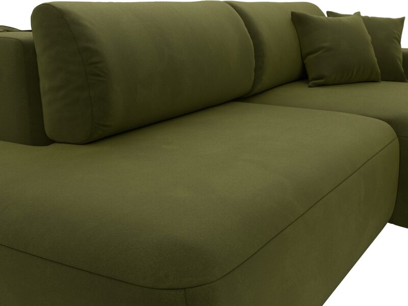 Диван угловой Лига-036 НПБ Модерн правый угол, Микровельвет, Зеленый