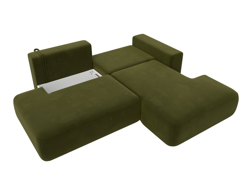 Диван угловой Лига-036 НПБ Модерн правый угол, Микровельвет, Зеленый