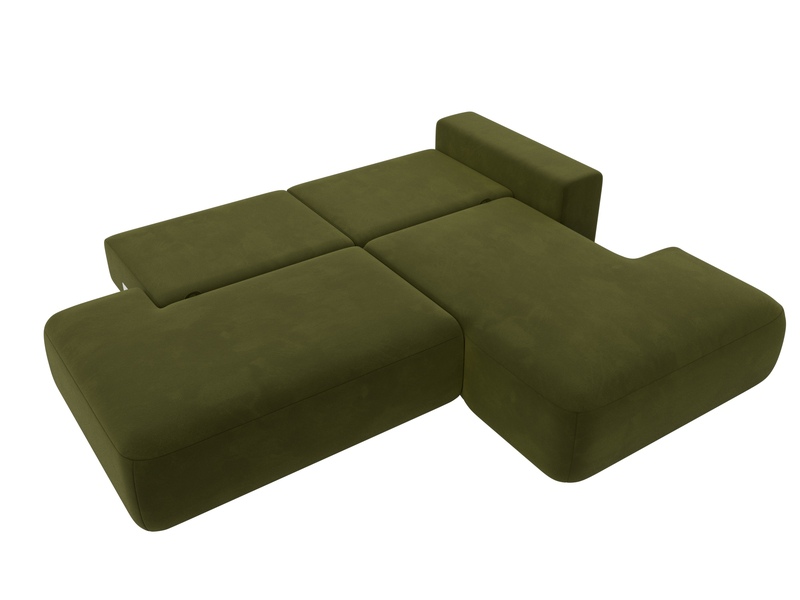 Диван угловой Лига-036 НПБ Модерн правый угол, Микровельвет, Зеленый