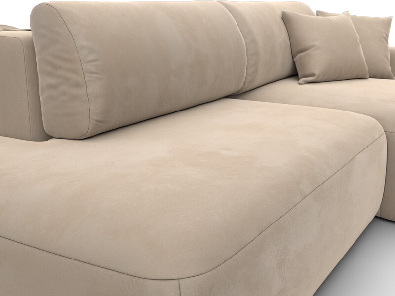 Диван угловой Лига-036 НПБ Модерн правый угол, Велюр, SEVEN 729 бежевый