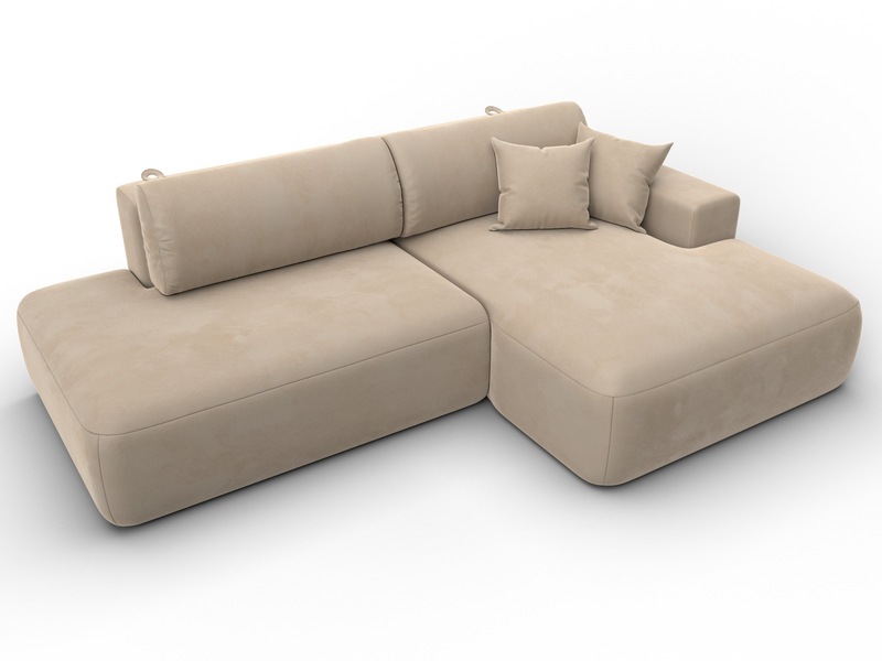 Диван угловой Лига-036 НПБ Модерн правый угол, Велюр, SEVEN 729 бежевый