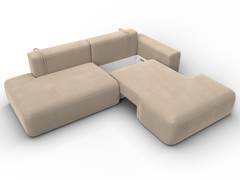 Диван угловой Лига-036 НПБ Модерн правый угол, Велюр, SEVEN 729 бежевый