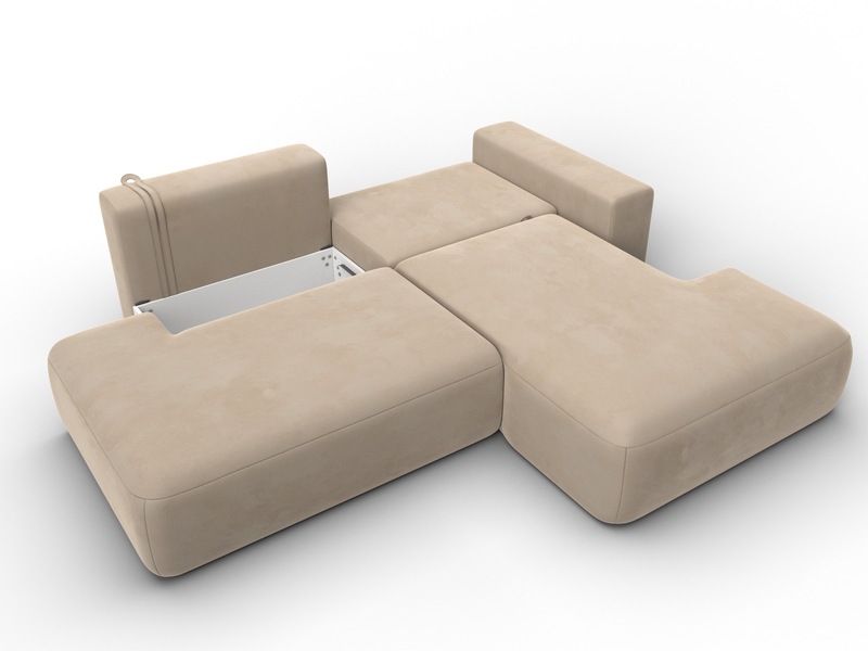 Диван угловой Лига-036 НПБ Модерн правый угол, Велюр, SEVEN 729 бежевый