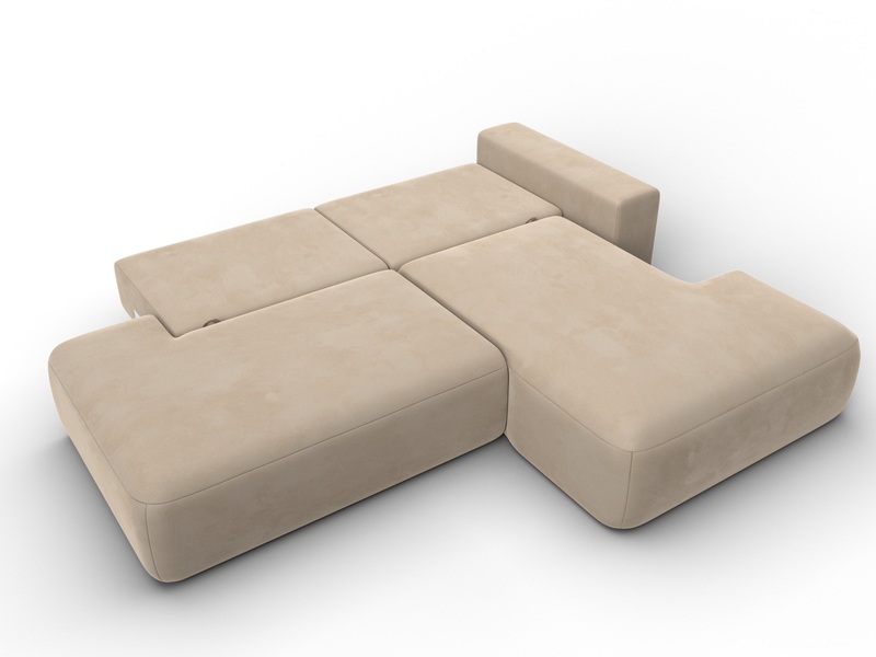 Диван угловой Лига-036 НПБ Модерн правый угол, Велюр, SEVEN 729 бежевый