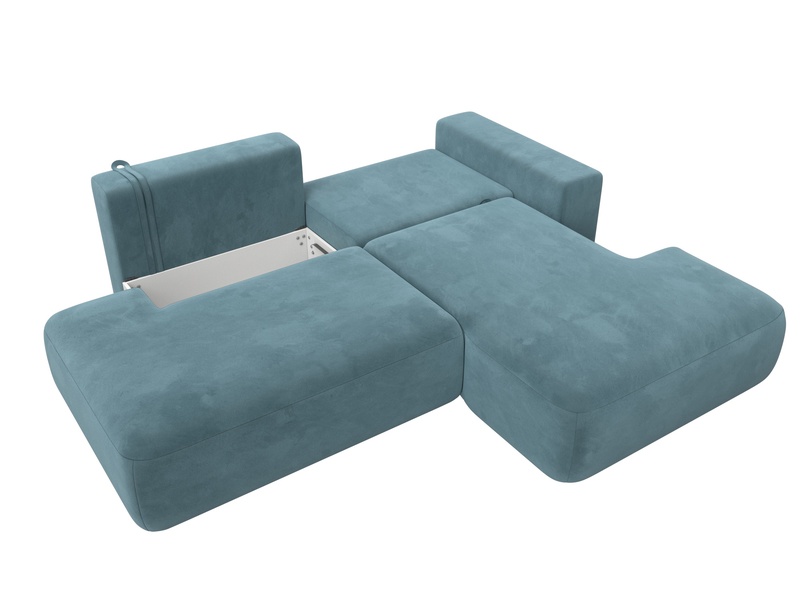 Диван угловой Лига-036 НПБ Модерн правый угол, Велюр, SEVEN 113 бирюзовый
