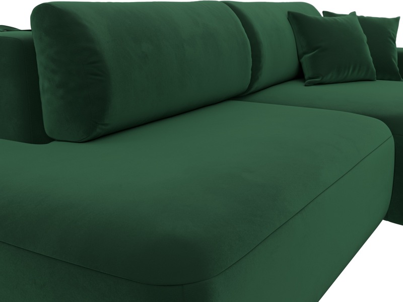 Диван угловой Лига-036 НПБ Модерн правый угол, Велюр, SEVEN 626 зеленый