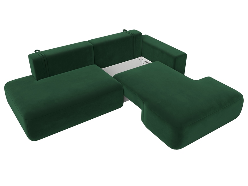 Диван угловой Лига-036 НПБ Модерн правый угол, Велюр, SEVEN 626 зеленый
