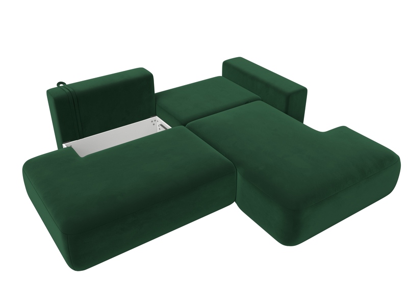 Диван угловой Лига-036 НПБ Модерн правый угол, Велюр, SEVEN 626 зеленый