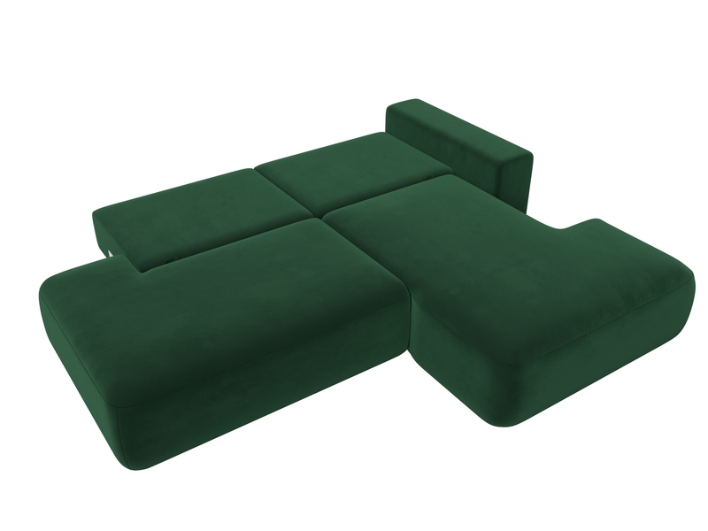 Диван угловой Лига-036 НПБ Модерн правый угол, Велюр, SEVEN 626 зеленый