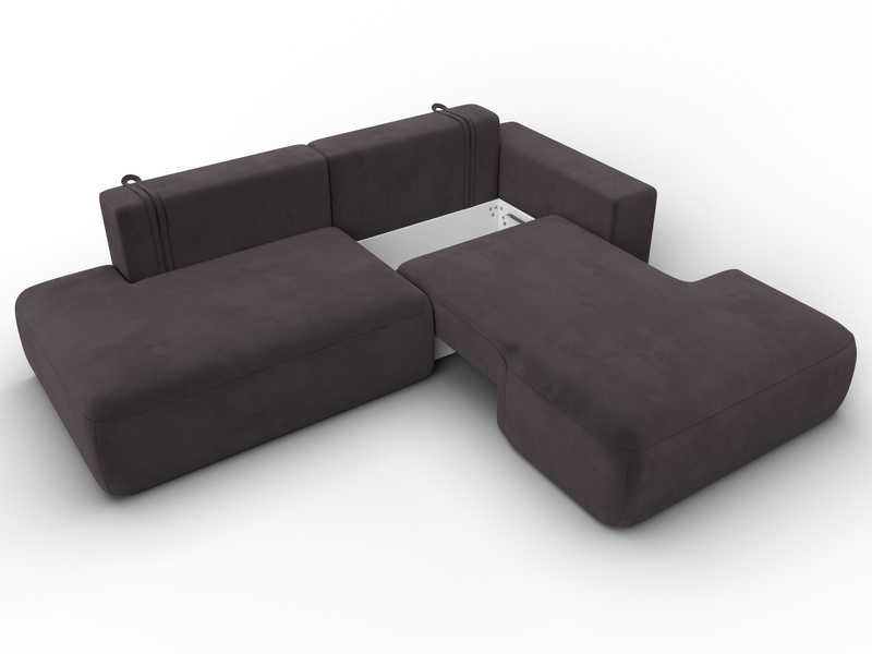 Диван угловой Лига-036 НПБ Модерн правый угол, Велюр, SEVEN 727 коричневый