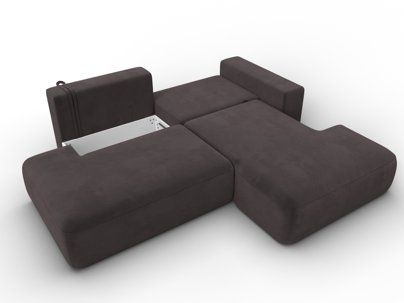 Диван угловой Лига-036 НПБ Модерн правый угол, Велюр, SEVEN 727 коричневый