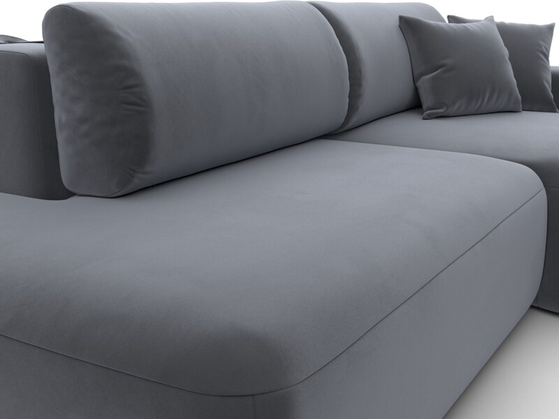 Диван угловой Лига-036 НПБ Модерн правый угол, Велюр, SEVEN 17 серый