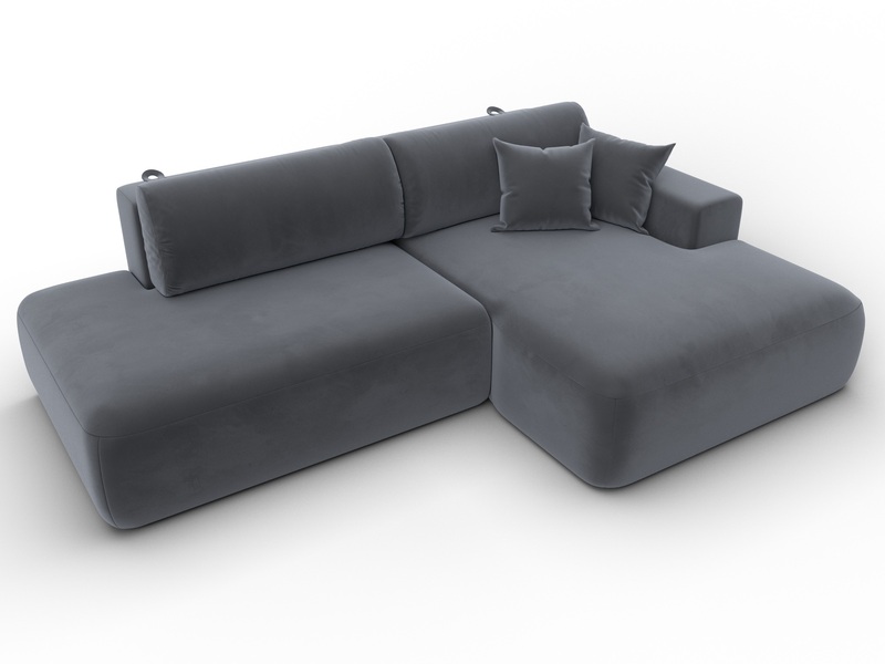 Диван угловой Лига-036 НПБ Модерн правый угол, Велюр, SEVEN 17 серый