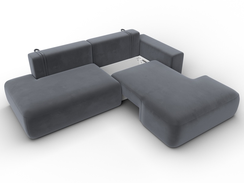 Диван угловой Лига-036 НПБ Модерн правый угол, Велюр, SEVEN 17 серый