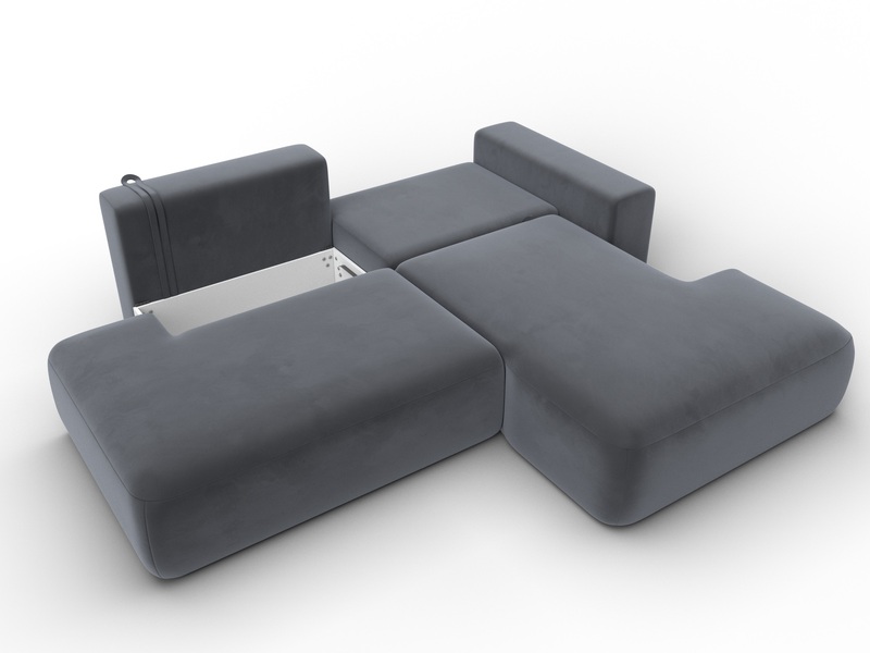 Диван угловой Лига-036 НПБ Модерн правый угол, Велюр, SEVEN 17 серый