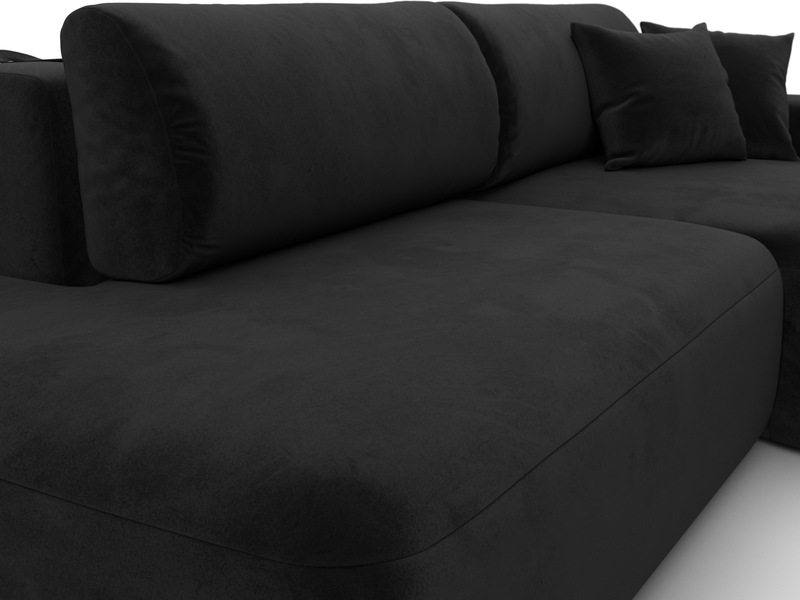 Диван угловой Лига-036 НПБ Модерн правый угол, Велюр, SEVEN 35 черный