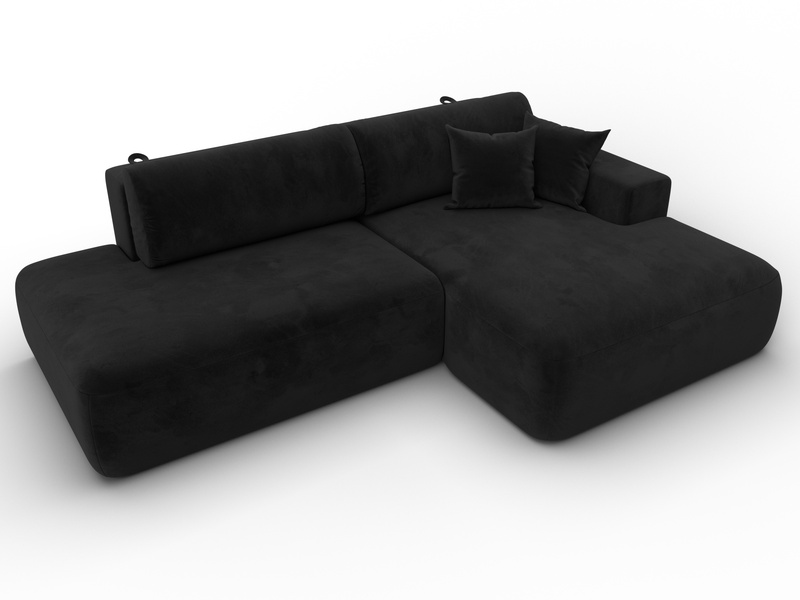 Диван угловой Лига-036 НПБ Модерн правый угол, Велюр, SEVEN 35 черный