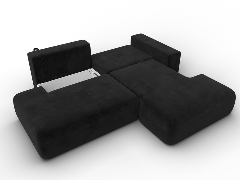 Диван угловой Лига-036 НПБ Модерн правый угол, Велюр, SEVEN 35 черный