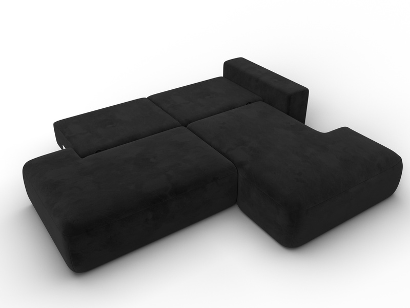 Диван угловой Лига-036 НПБ Модерн правый угол, Велюр, SEVEN 35 черный