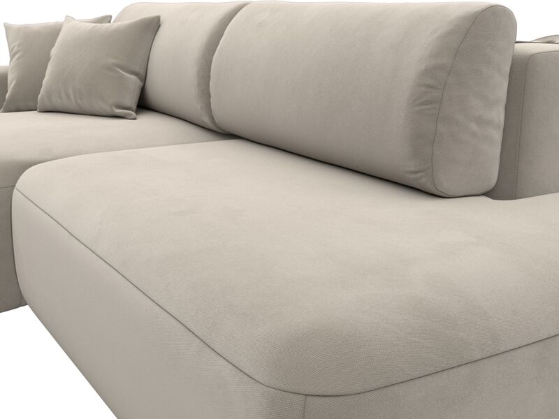 Диван угловой Лига-036 НПБ Модерн левый угол, Микровельвет, Бежевый