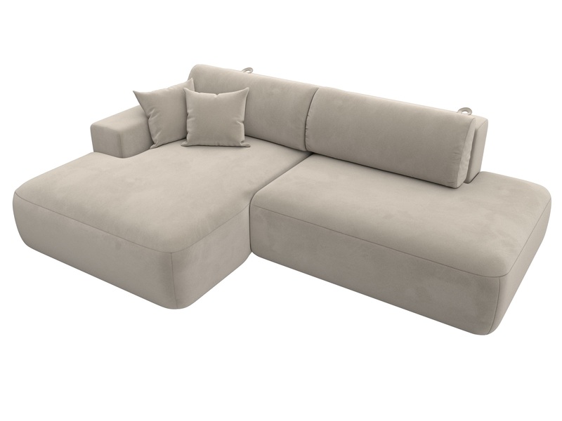 Диван угловой Лига-036 НПБ Модерн левый угол, Микровельвет, Бежевый