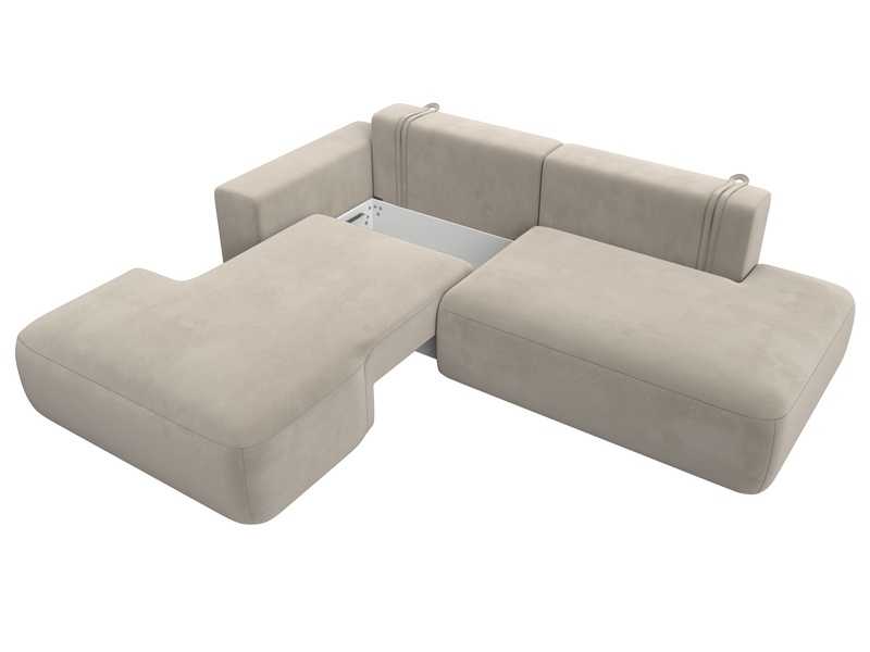 Диван угловой Лига-036 НПБ Модерн левый угол, Микровельвет, Бежевый