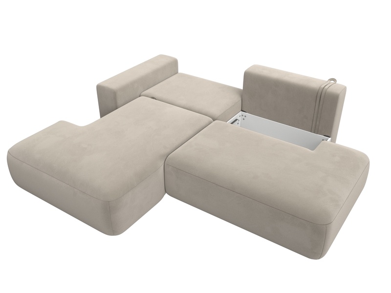 Диван угловой Лига-036 НПБ Модерн левый угол, Микровельвет, Бежевый