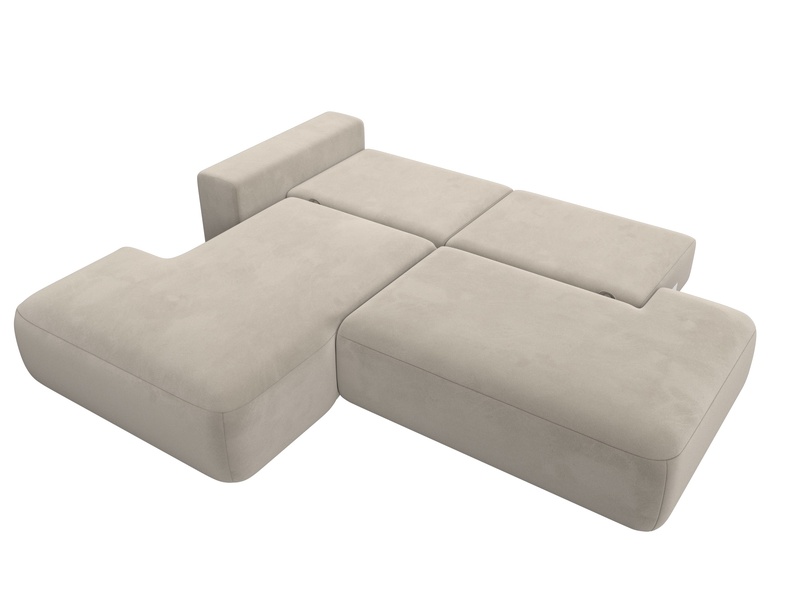 Диван угловой Лига-036 НПБ Модерн левый угол, Микровельвет, Бежевый