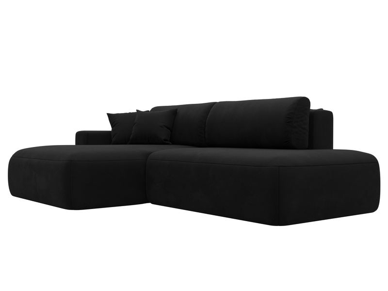 Диван угловой Лига-036 НПБ Модерн левый угол, Микровельвет, Черный