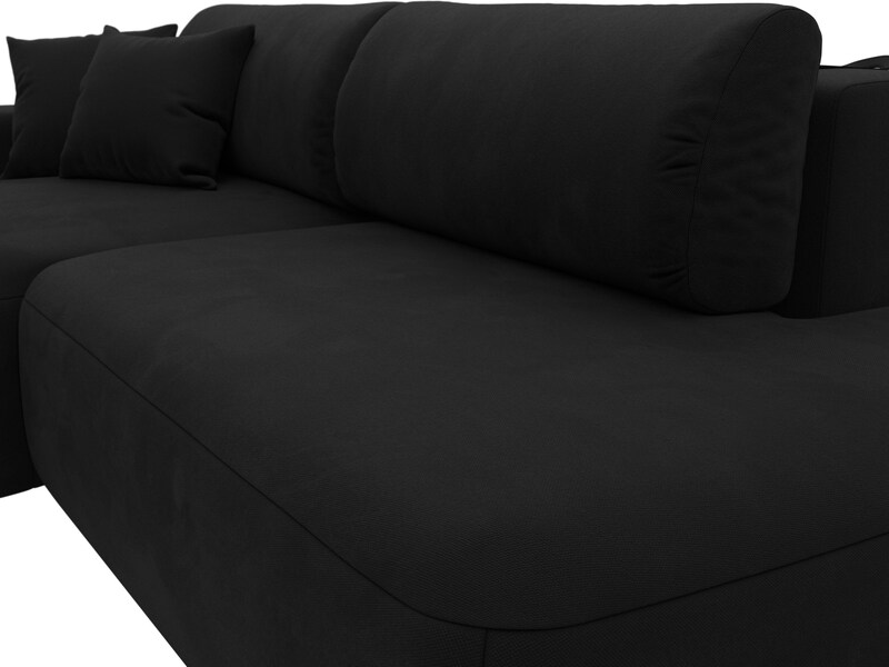 Диван угловой Лига-036 НПБ Модерн левый угол, Микровельвет, Черный