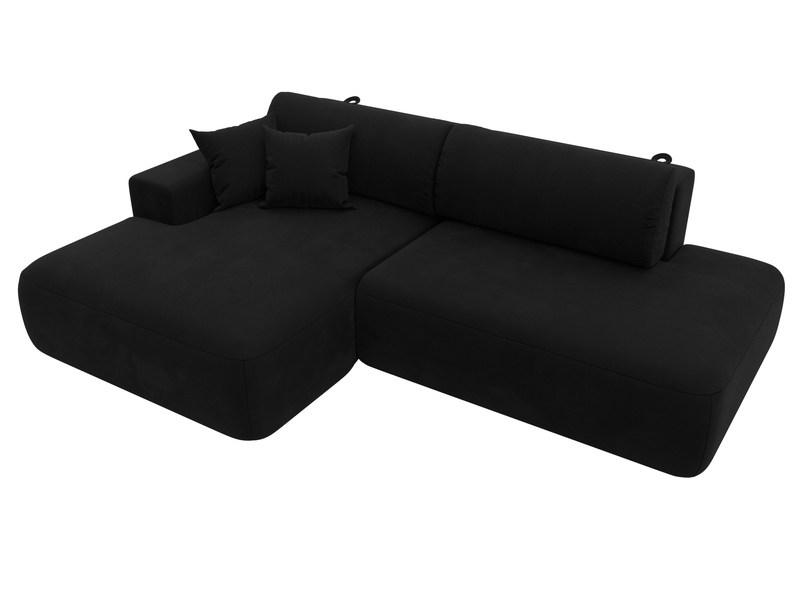 Диван угловой Лига-036 НПБ Модерн левый угол, Микровельвет, Черный