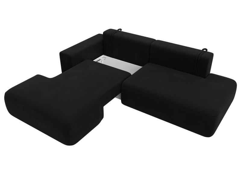 Диван угловой Лига-036 НПБ Модерн левый угол, Микровельвет, Черный