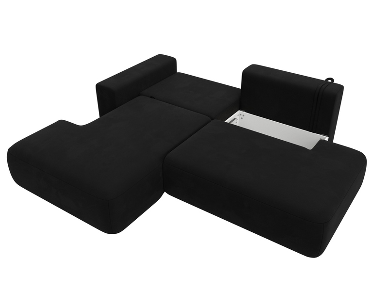 Диван угловой Лига-036 НПБ Модерн левый угол, Микровельвет, Черный