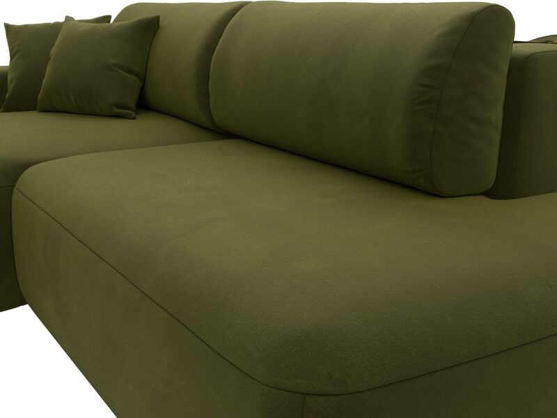 Диван угловой Лига-036 НПБ Модерн левый угол, Микровельвет, Зеленый