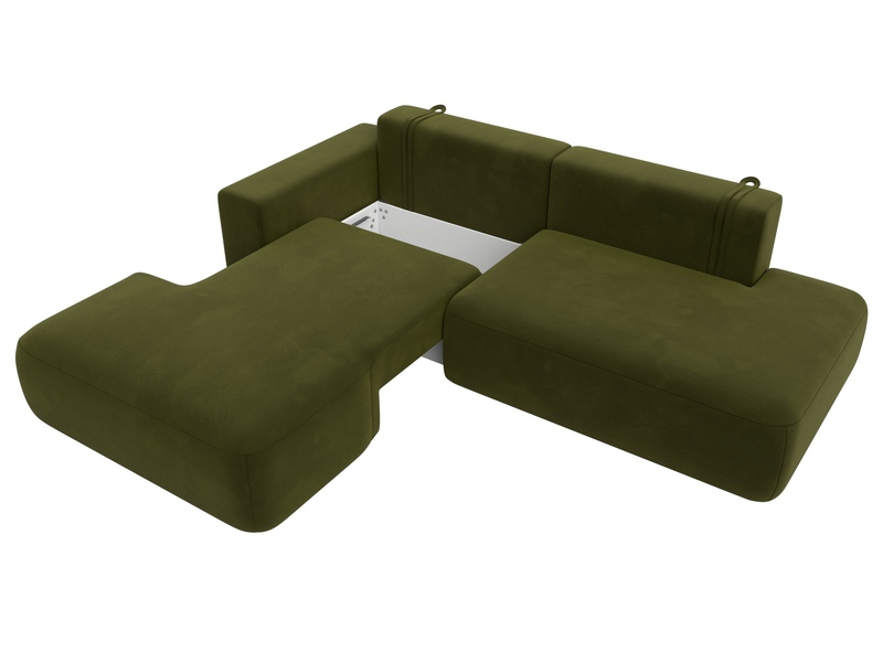 Диван угловой Лига-036 НПБ Модерн левый угол, Микровельвет, Зеленый
