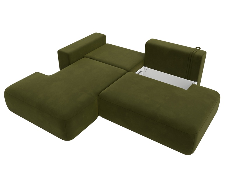 Диван угловой Лига-036 НПБ Модерн левый угол, Микровельвет, Зеленый