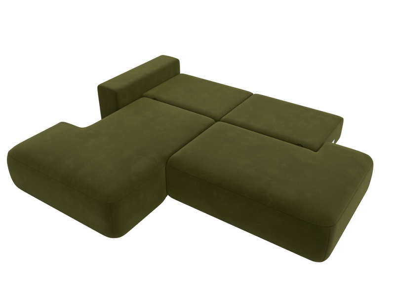 Диван угловой Лига-036 НПБ Модерн левый угол, Микровельвет, Зеленый