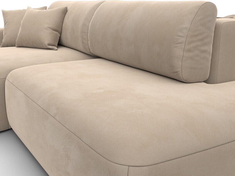 Диван угловой Лига-036 НПБ Модерн левый угол, Велюр, SEVEN 729 бежевый