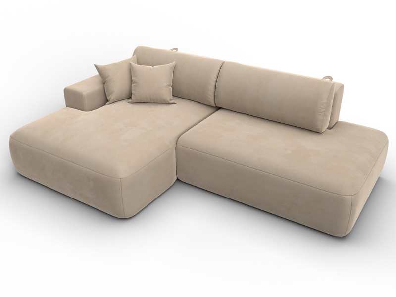 Диван угловой Лига-036 НПБ Модерн левый угол, Велюр, SEVEN 729 бежевый