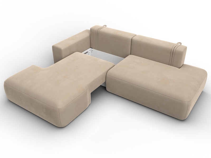 Диван угловой Лига-036 НПБ Модерн левый угол, Велюр, SEVEN 729 бежевый