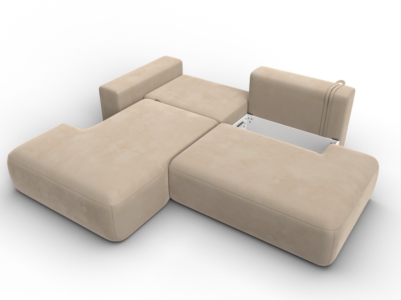 Диван угловой Лига-036 НПБ Модерн левый угол, Велюр, SEVEN 729 бежевый