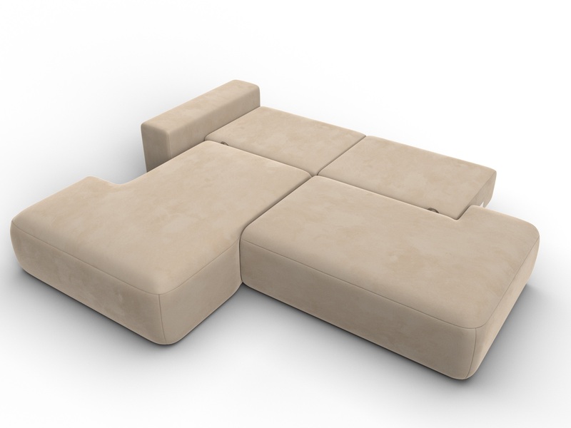 Диван угловой Лига-036 НПБ Модерн левый угол, Велюр, SEVEN 729 бежевый