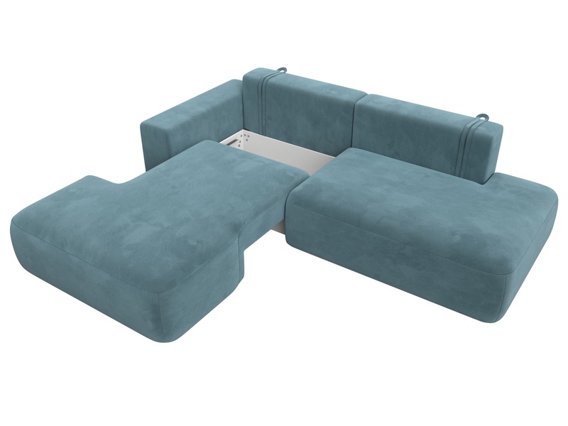 Диван угловой Лига-036 НПБ Модерн левый угол, Велюр, SEVEN 113 бирюзовый