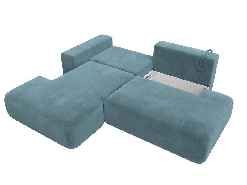 Диван угловой Лига-036 НПБ Модерн левый угол, Велюр, SEVEN 113 бирюзовый
