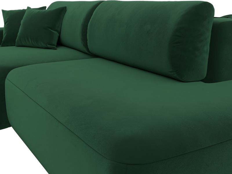 Диван угловой Лига-036 НПБ Модерн левый угол, Велюр, SEVEN 626 зеленый