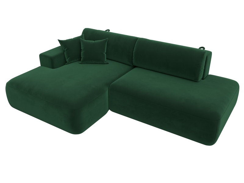 Диван угловой Лига-036 НПБ Модерн левый угол, Велюр, SEVEN 626 зеленый